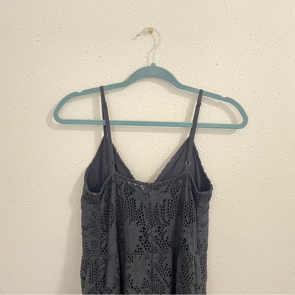 All Saints Janey Eyelet Lace Embroidered Slip Black Midi Dress - size 4 - Picture 8 of 15